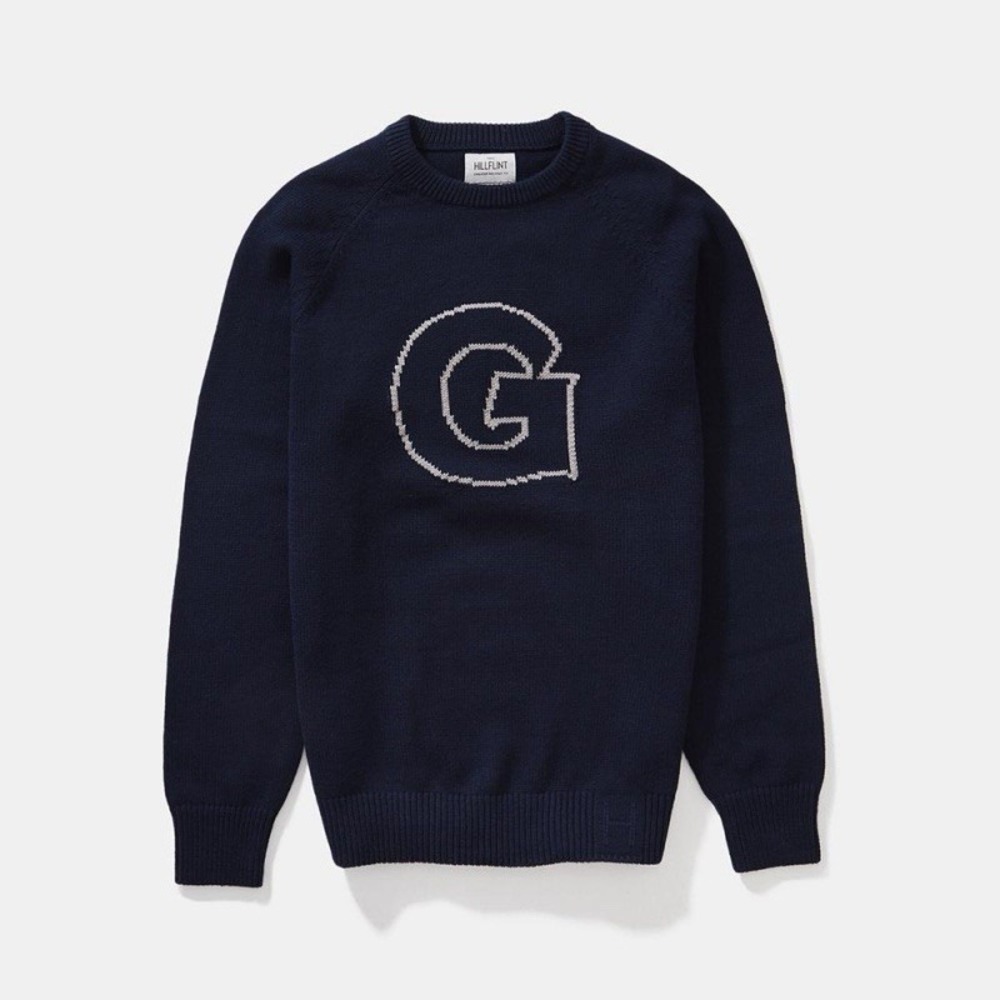 Hillflint Georgetown University Letter Sweater Crewneck Unisex XS Navy Blue